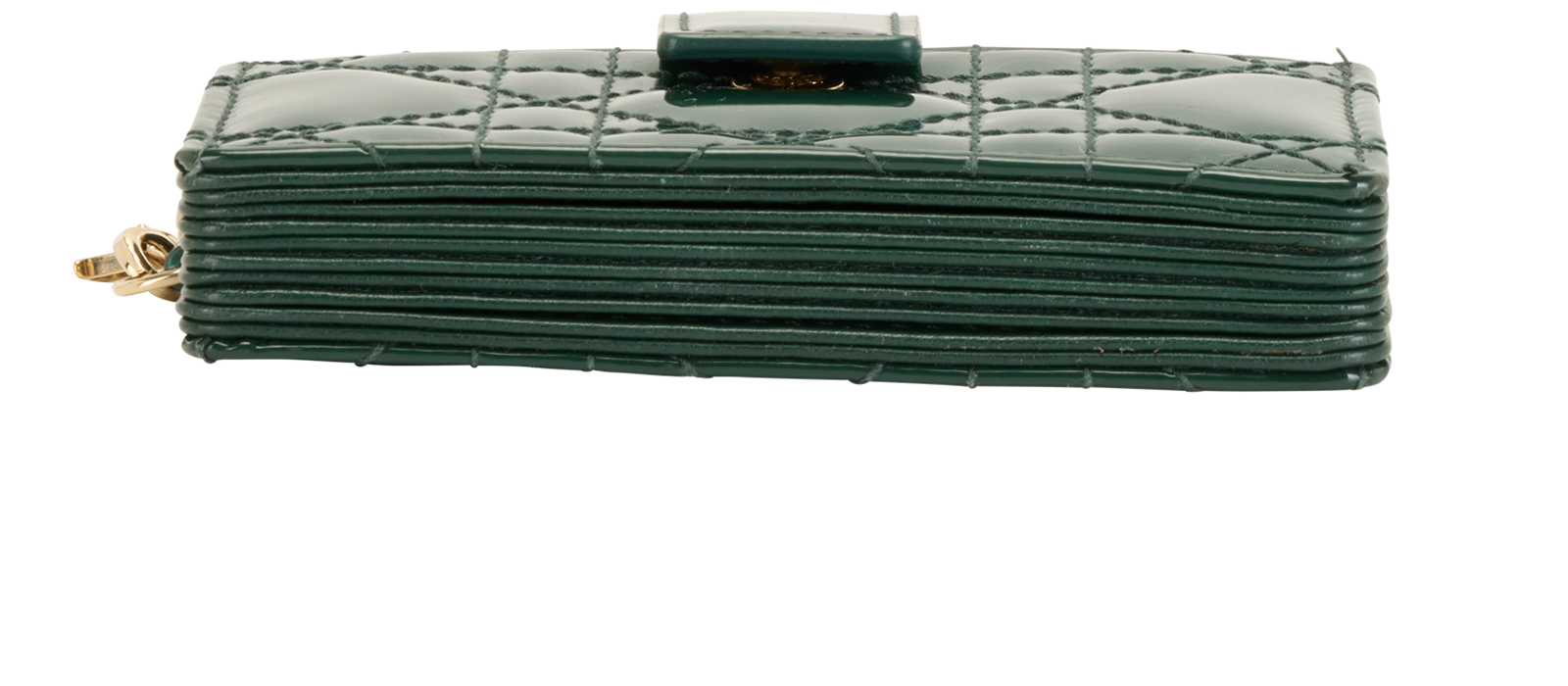 Christian Dior Lady Dior Jasmine Card Holder, &pound;220, Accessories, Green, Patent Leather, Top view